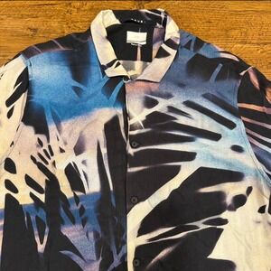 Ksubi Multicolor Palm Floral Resort Hawaiian‎ Short Sleeve Button Up Shirt Men M